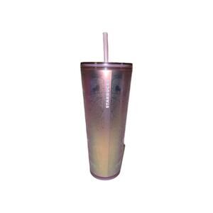 Starbucks 2022 Rose Gold Pink Woodland Deer Lace 24oz Venti Tumbler NWT